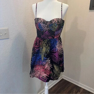 Moda International Dress- Multi-color. Size 10 Palm Corset Dress